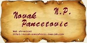 Novak Pančetović vizit kartica